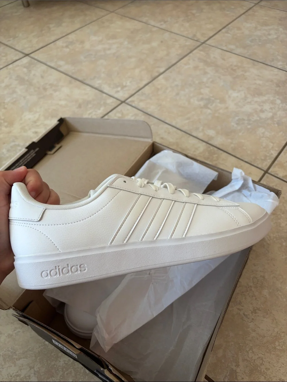 adidas Men's All-White Low-Top Casual Sneakers